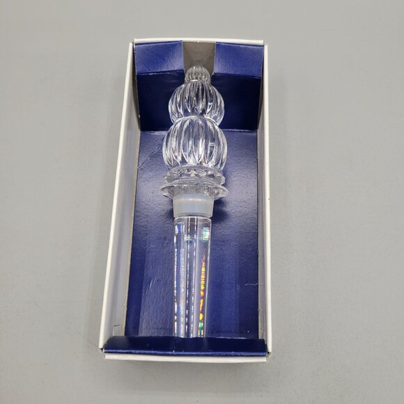 Mikasa Monterey Bottle Stopper Austrian Crystal Clear Glass Ribbed Tiered - Picture 2 of 6